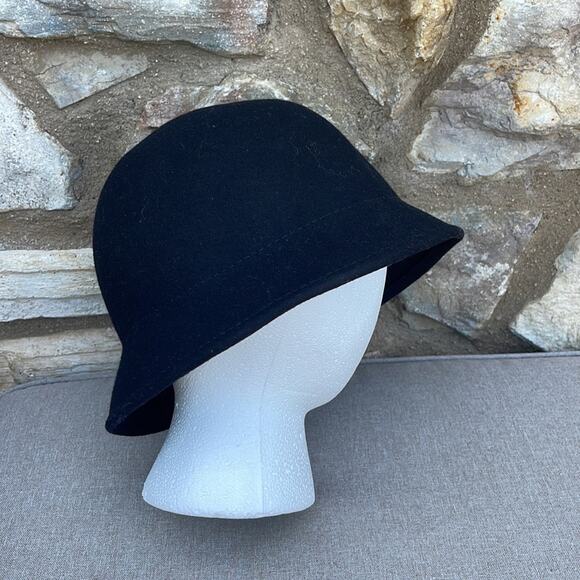Black wool bucket hat silver buckle - Picture 4 of 5